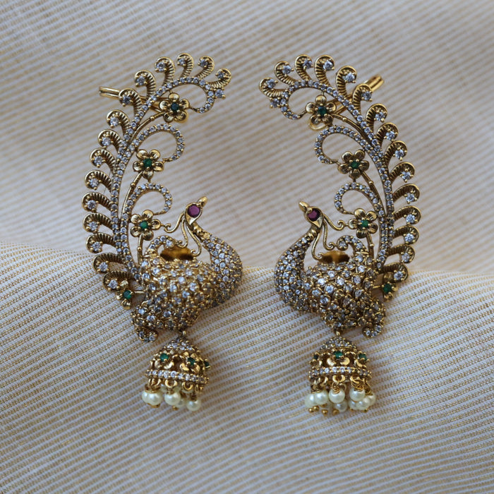 Antique gold peacock design jumka earrings AJ024