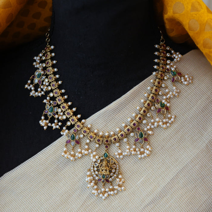 Antique pearl short necklace and earrings SS110799