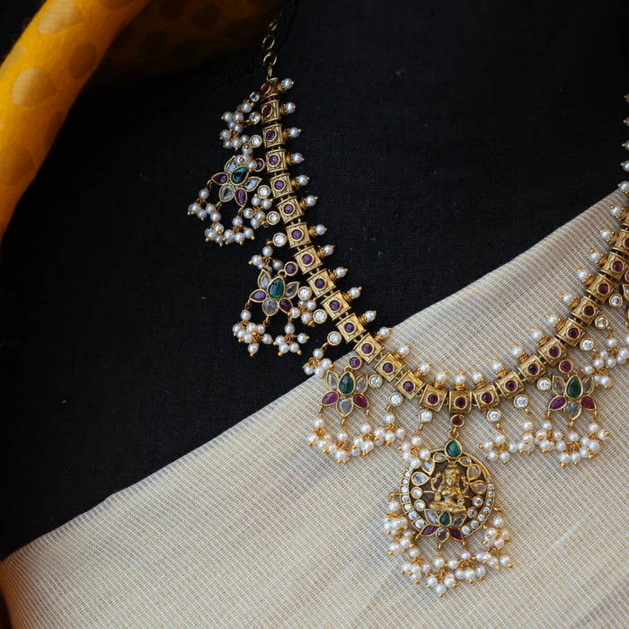 Antique pearl short necklace and earrings SS110799