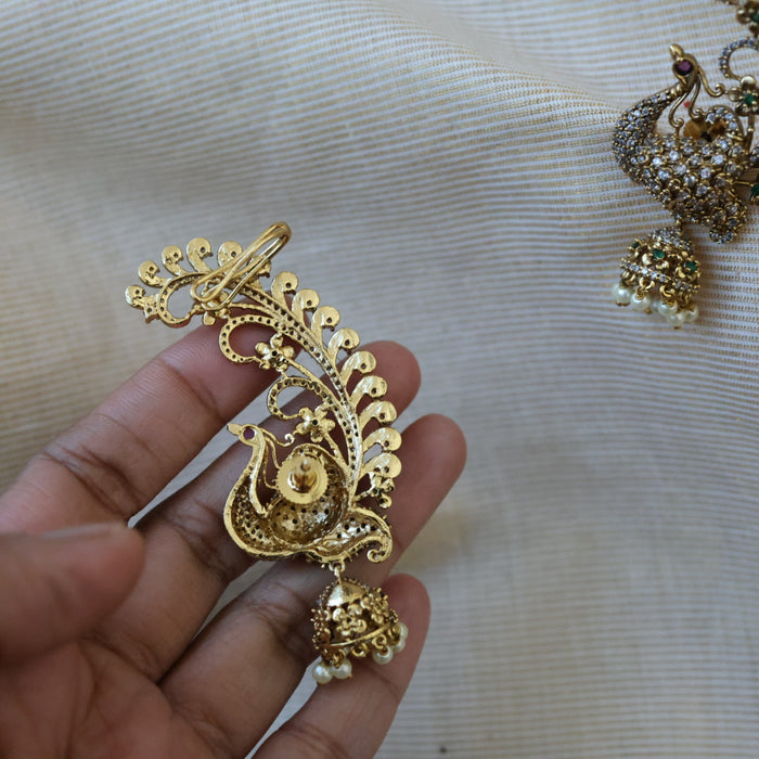 Antique gold peacock design jumka earrings AJ024