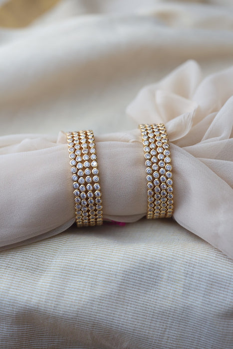 Heritage gold plated white stone bangle HB1345 (Set of 4 bangles)