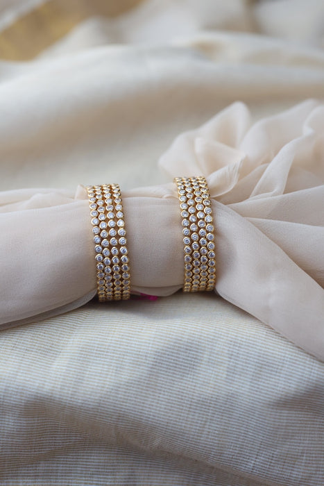 Heritage gold plated white stone bangle HB1345 (Set of 4 bangles)