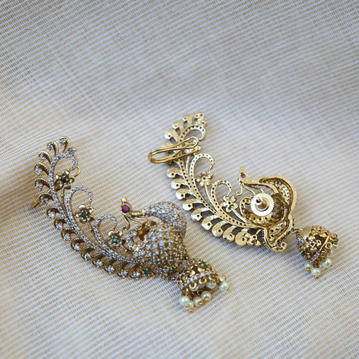 Antique gold peacock design jumka earrings AJ024