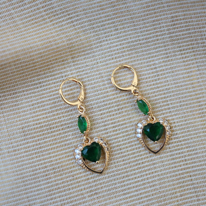 Heritage green stone drop earrings HD024