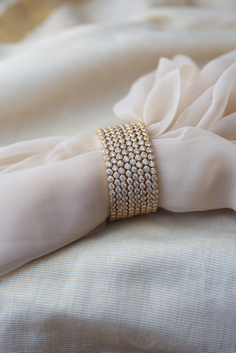 Heritage gold plated white stone bangle HB1345 (Set of 4 bangles)