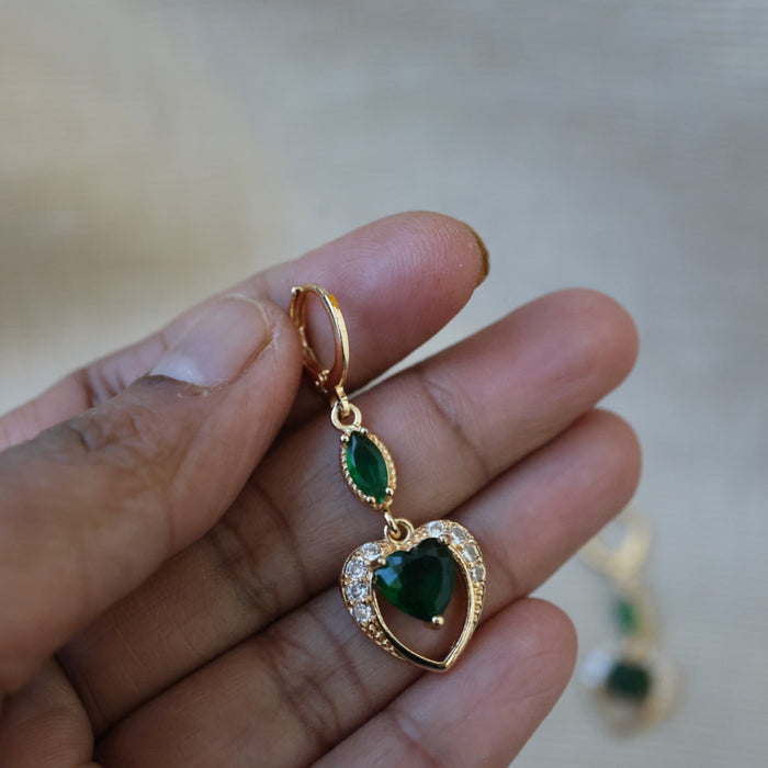 Heritage green stone drop earrings HD024