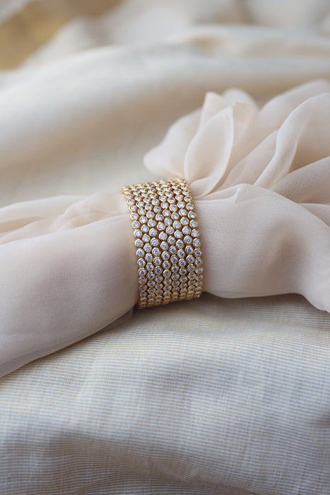 Heritage gold plated white stone bangle HB1345 (Set of 4 bangles)