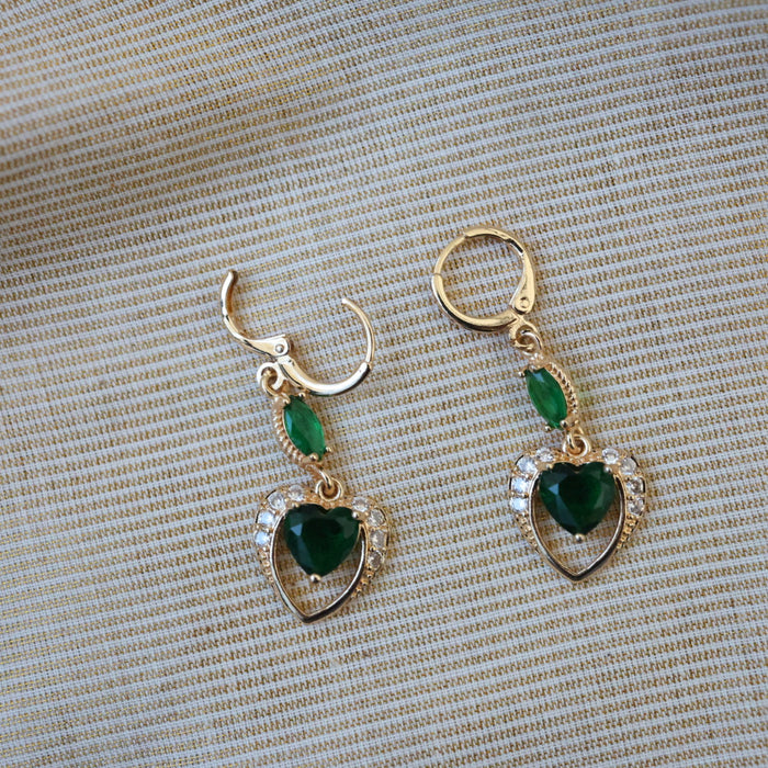 Heritage green stone drop earrings HD024