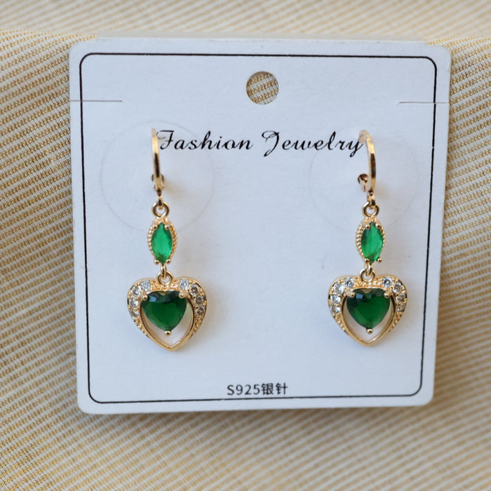 Heritage green stone drop earrings HD024