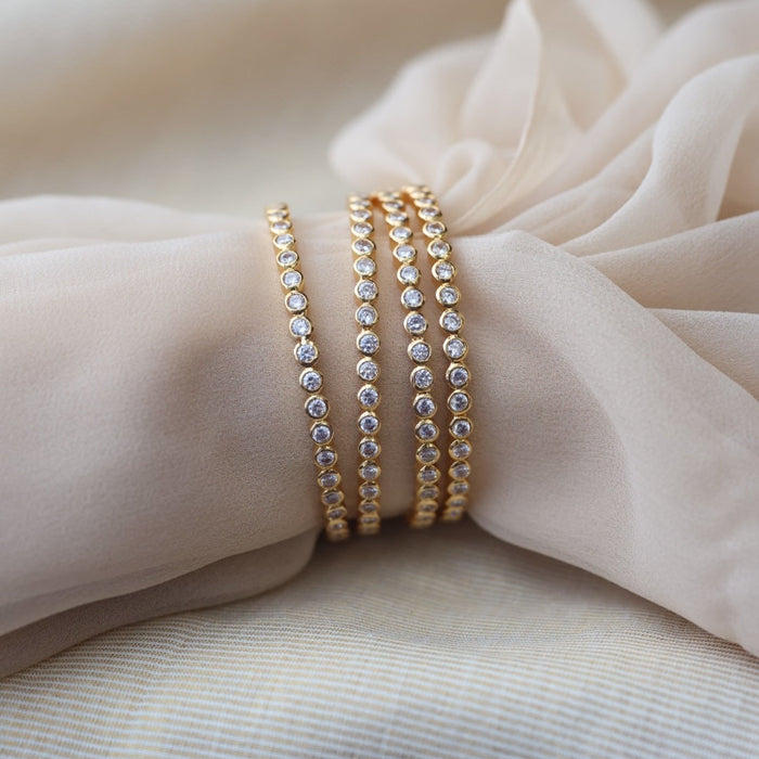 Heritage gold plated white stone bangle HB1345 (Set of 4 bangles)