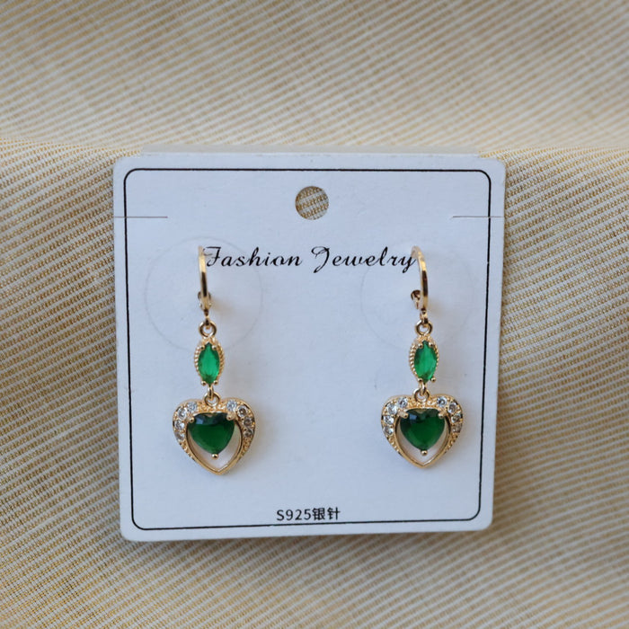 Heritage green stone drop earrings HD024