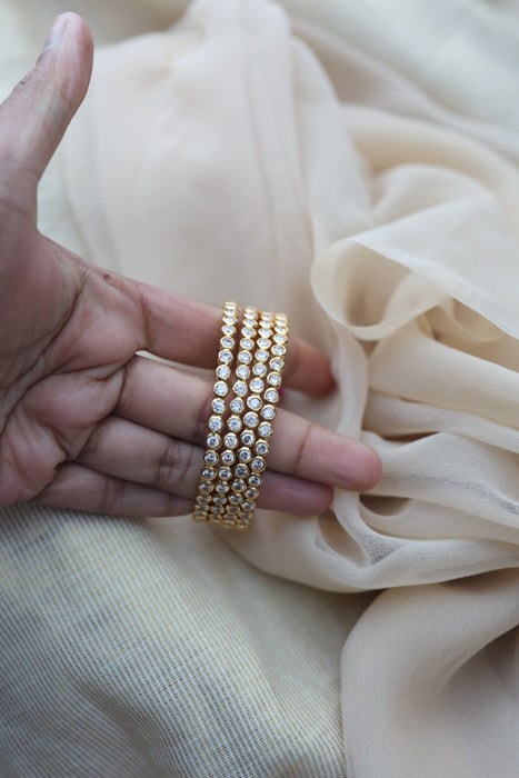 Heritage gold plated white stone bangle HB1345 (Set of 4 bangles)