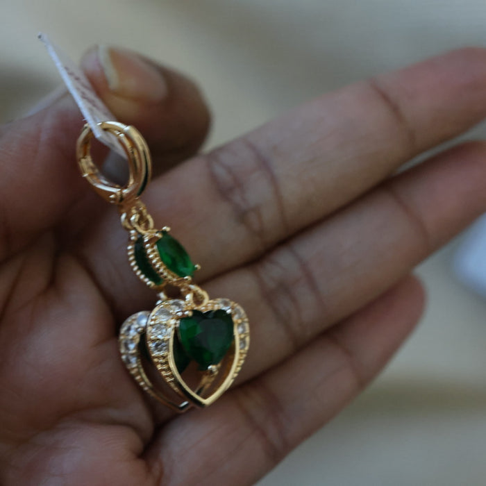 Heritage green stone drop earrings HD024