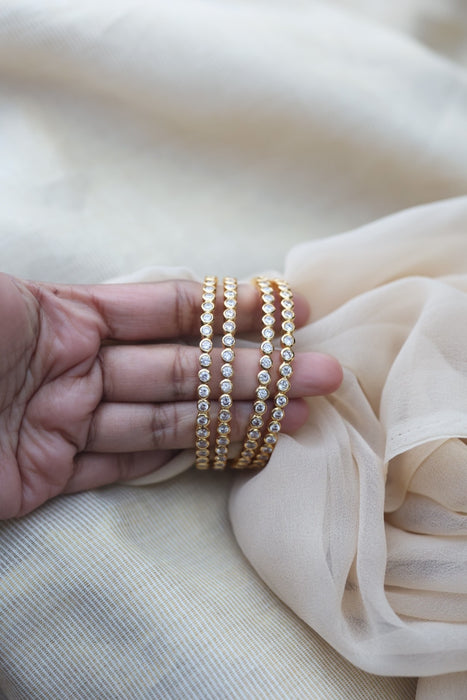 Heritage gold plated white stone bangle HB1345 (Set of 4 bangles)