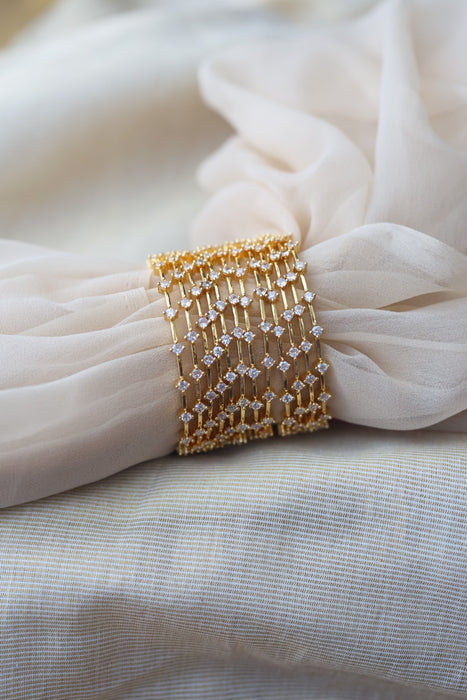 Heritage gold plated white stone bangle HB2469 (Set of 2 bangles)