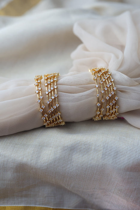 Heritage gold plated white stone bangle HB2469 (Set of 2 bangles)