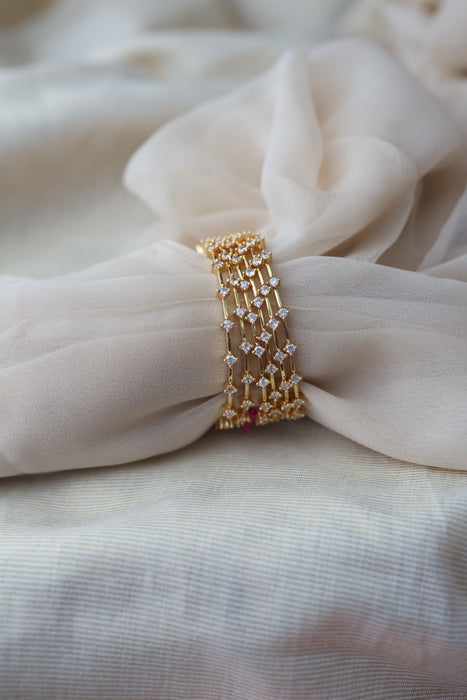 Heritage gold plated white stone bangle HB2469 (Set of 2 bangles)