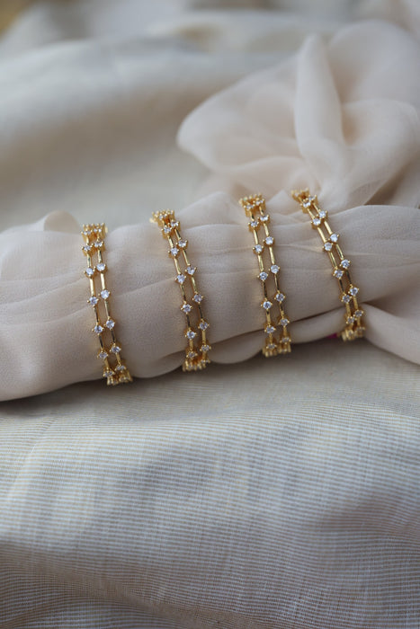Heritage gold plated white stone bangle HB2469 (Set of 2 bangles)