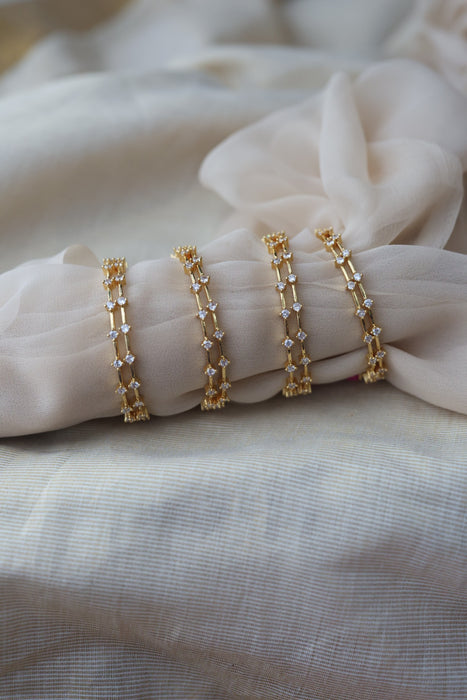 Heritage gold plated white stone bangle HB2469 (Set of 2 bangles)
