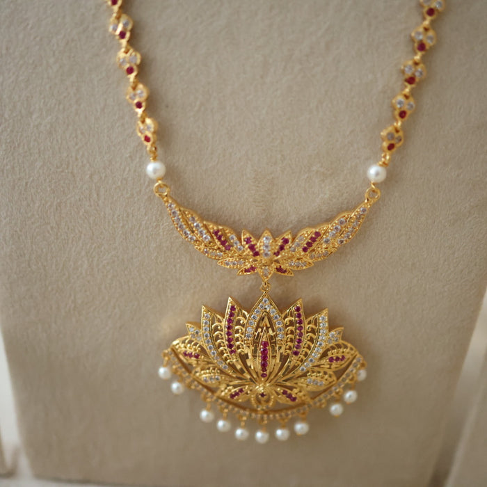 Heritage gold plated gold padakam necklace set with earrings HPS2009