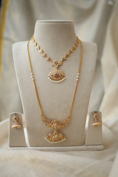 Heritage gold plated gold padakam necklace set with earrings HPS2009