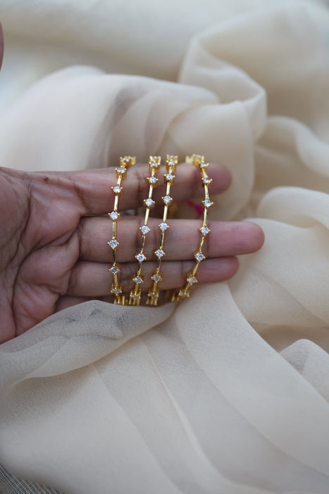 Heritage gold plated white stone bangle HB2469 (Set of 2 bangles)