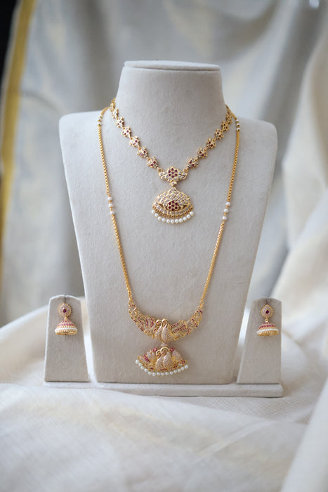 Heritage gold plated gold padakam necklace set with earrings HPS2009