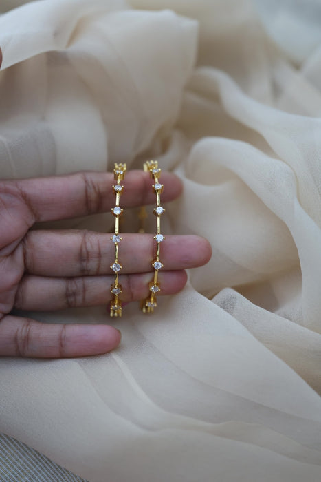 Heritage gold plated white stone bangle HB2469 (Set of 2 bangles)