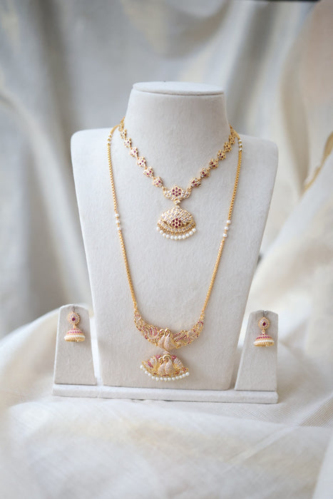 Heritage gold plated gold padakam necklace set with earrings HPS2009