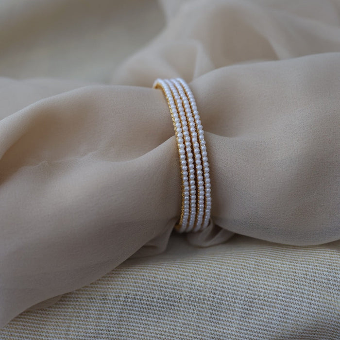 Heritage gold plated white stone bangle HB9732 (Set of 4 bangles)