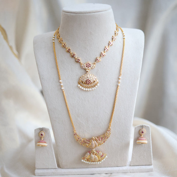 Heritage gold plated gold padakam necklace set with earrings HPS2009