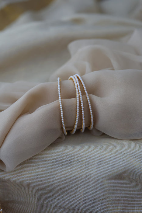 Heritage gold plated white stone bangle HB9732 (Set of 4 bangles)