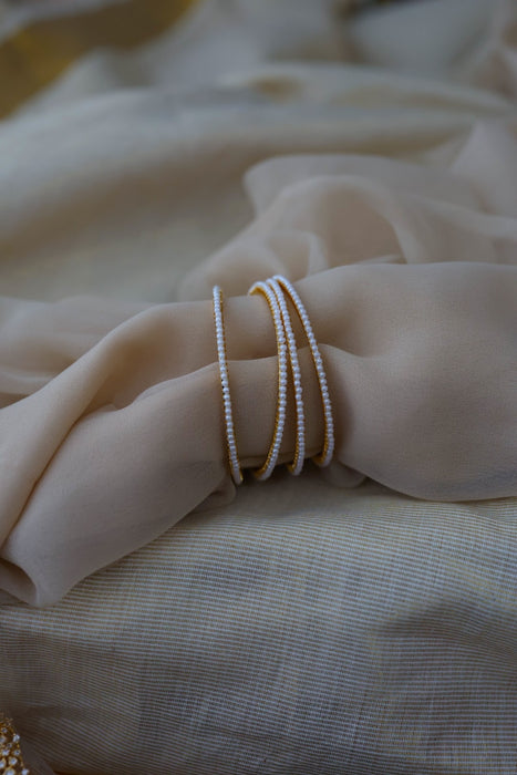 Heritage gold plated white stone bangle HB9732 (Set of 4 bangles)