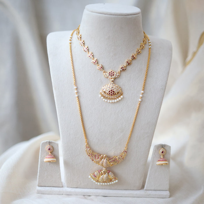 Heritage gold plated gold padakam necklace set with earrings HPS2009
