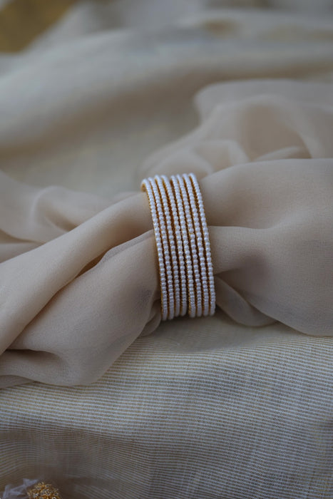 Heritage gold plated white stone bangle HB9732 (Set of 4 bangles)