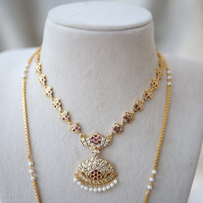 Heritage gold plated gold padakam necklace set with earrings HPS2009