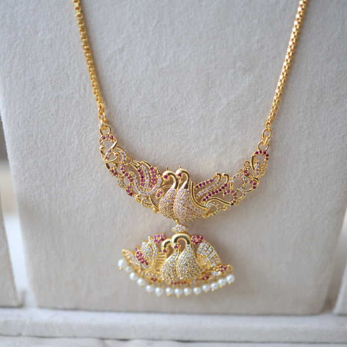 Heritage gold plated gold padakam necklace set with earrings HPS2009