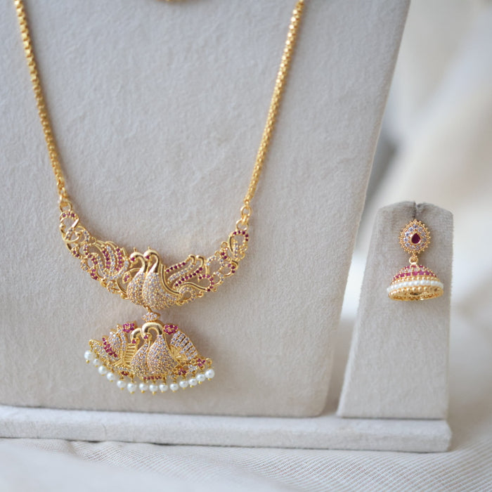 Heritage gold plated gold padakam necklace set with earrings HPS2009