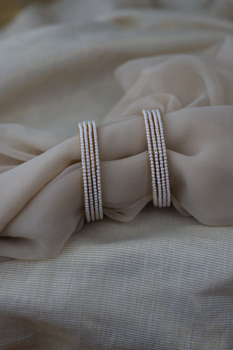 Heritage gold plated white stone bangle HB9732 (Set of 4 bangles)
