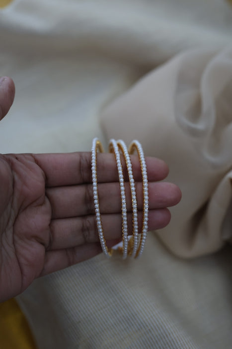 Heritage gold plated white stone bangle HB9732 (Set of 4 bangles)