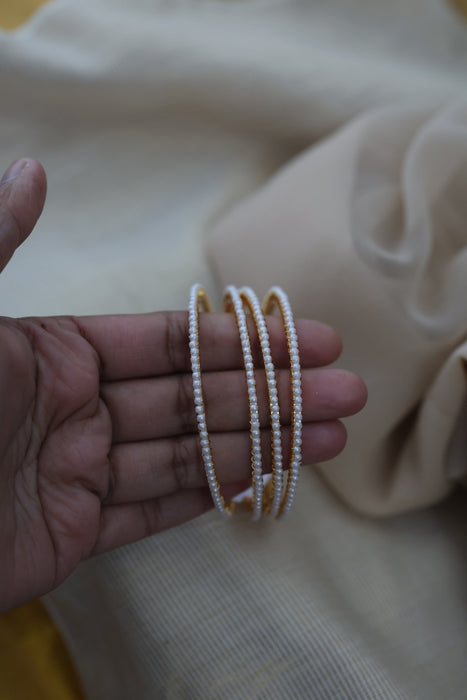 Heritage gold plated white stone bangle HB9732 (Set of 4 bangles)