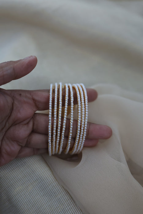 Heritage gold plated white stone bangle HB9732 (Set of 4 bangles)