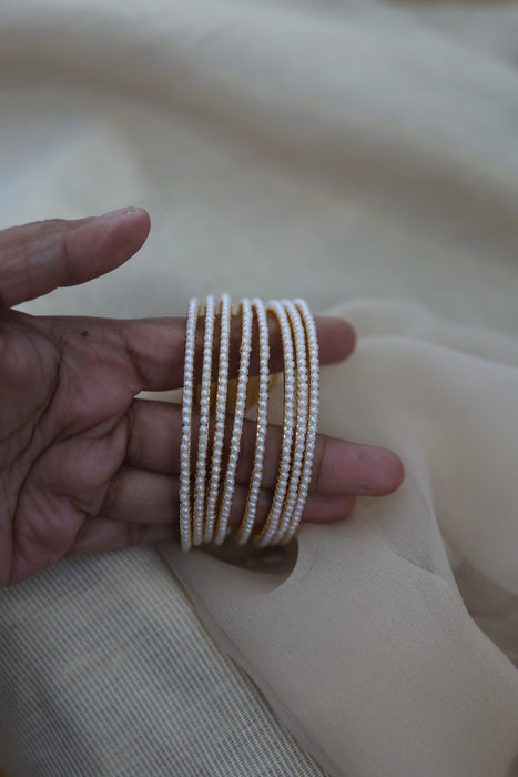 Heritage gold plated white stone bangle HB9732 (Set of 4 bangles)