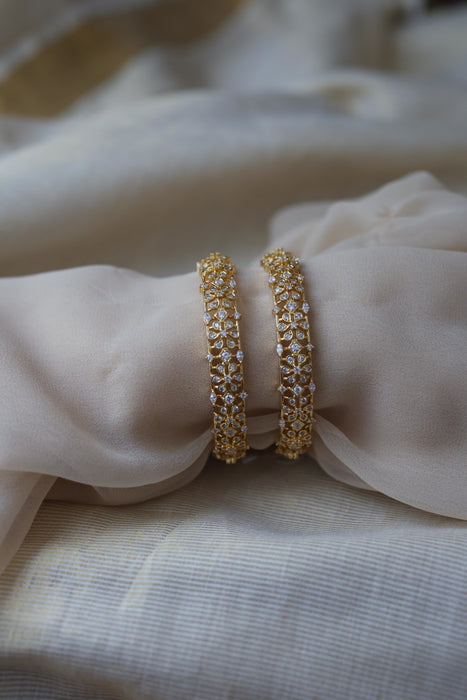 Heritage gold plated white stone bangle HB61134 (Set of 2 bangles)