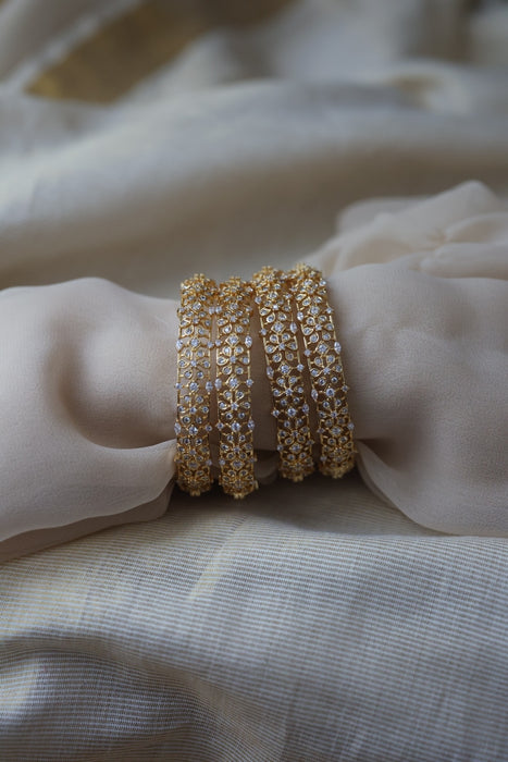 Heritage gold plated white stone bangle HB61134 (Set of 2 bangles)