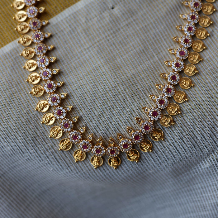 Heritage gold plated coin long necklace with earrings HL351
