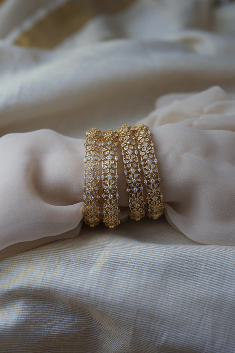 Heritage gold plated white stone bangle HB61134 (Set of 2 bangles)