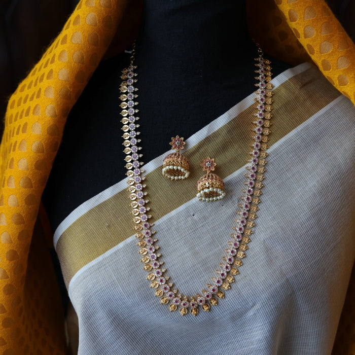 Heritage gold plated coin long necklace with earrings HL351