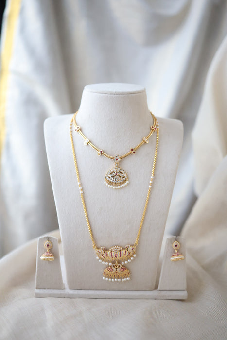 Heritage gold plated gold padakam necklace set with earrings HPS2011