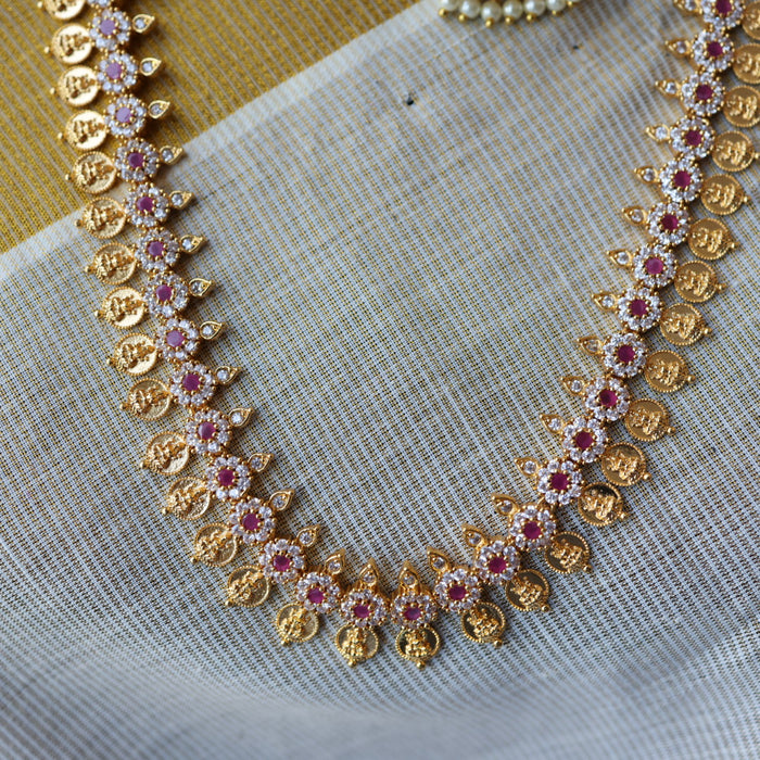 Heritage gold plated coin long necklace with earrings HL351